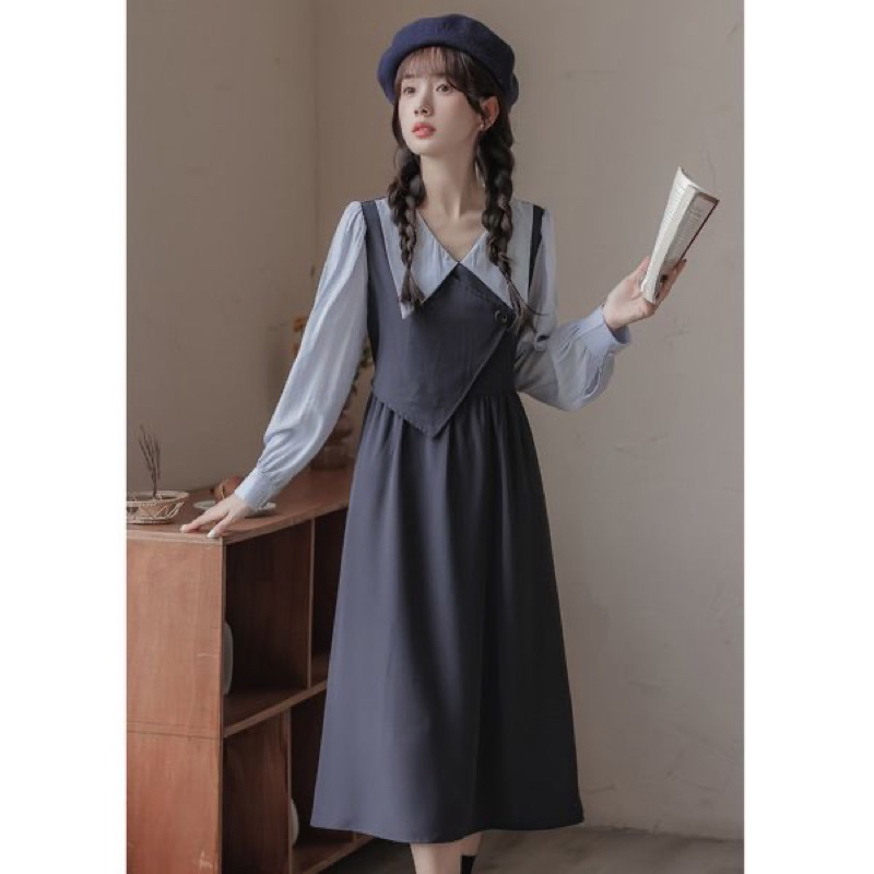 Dress Kerah Lebar Student Style M490