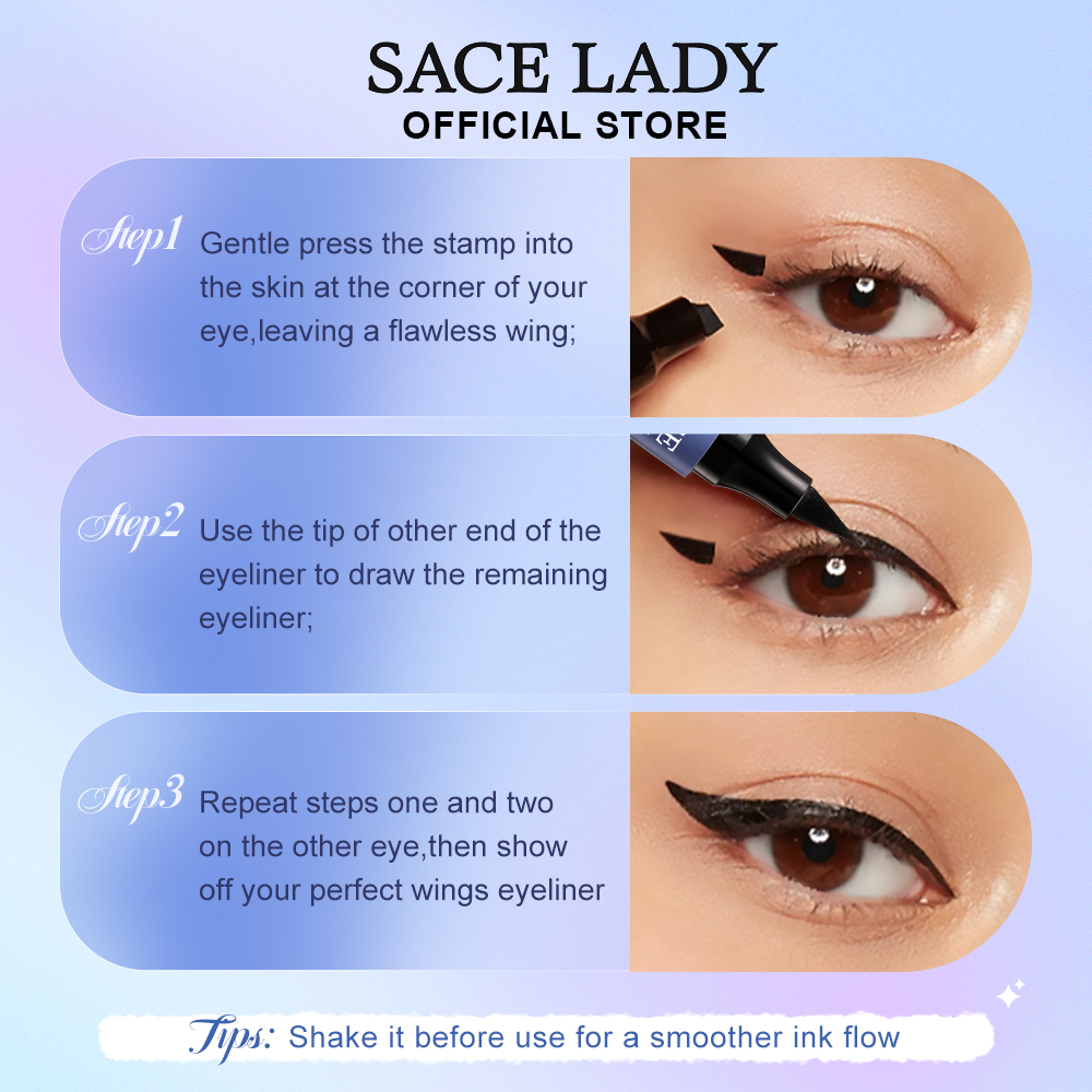 SACE LADY Stamp Eyeliner Waterproof Double Head Eyeliner Pensil Eye Makeup Black