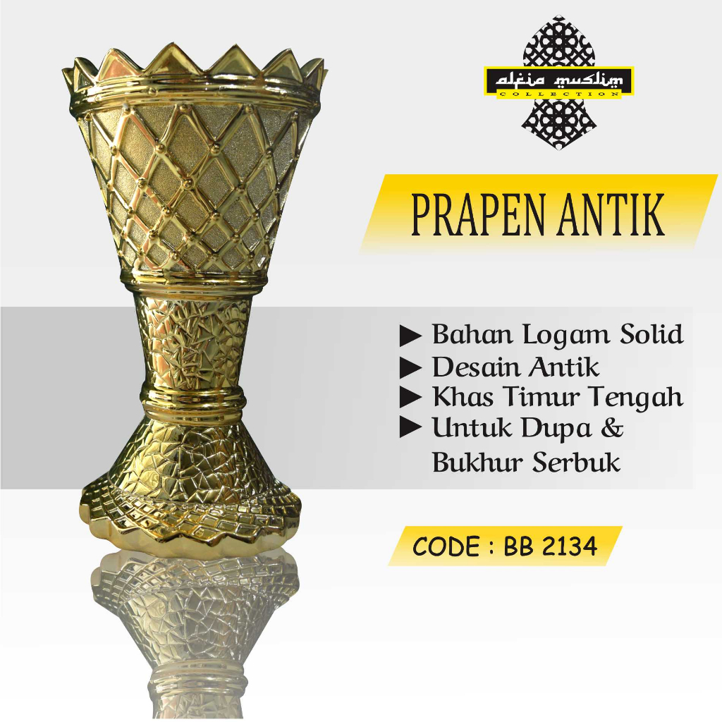 Prapen Mabhara Antik/Prapen Emas/Tempat Buhur Jumbo Antik Elegant/Tempat pembakaran bukhur / INCENSE BURNER