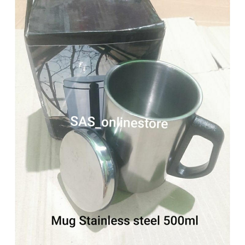 Mug Stainless steel 500ml/Gelas tutup stainless tahan panas