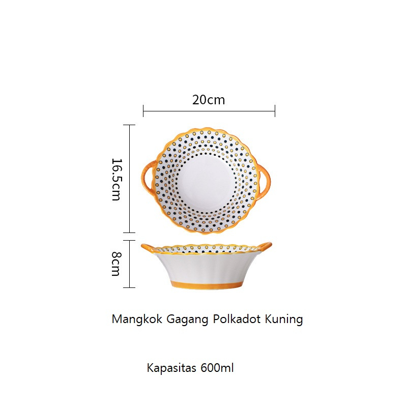 Mangkuk Keramik Gagang Mangkok Bakso Model Eropa Ukuran 20cm