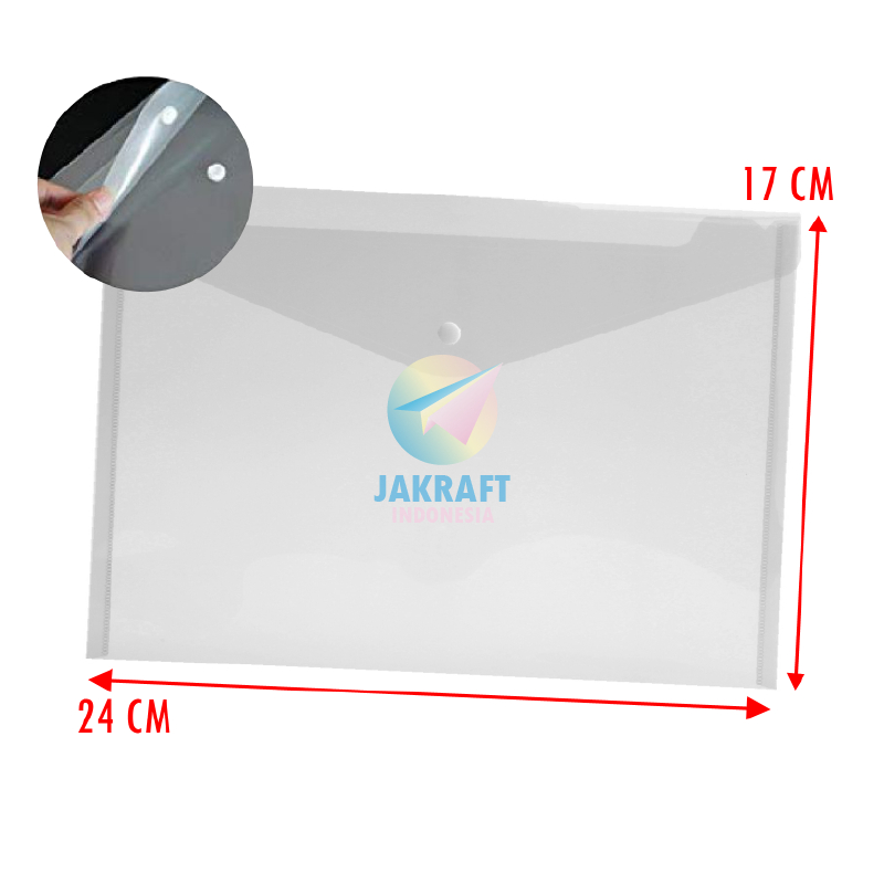 

(12 Pcs) Map Kancing Transparan A5 Tebal INTERX FOLDER Document Bag Button Bening Clear Transparent Lengkap