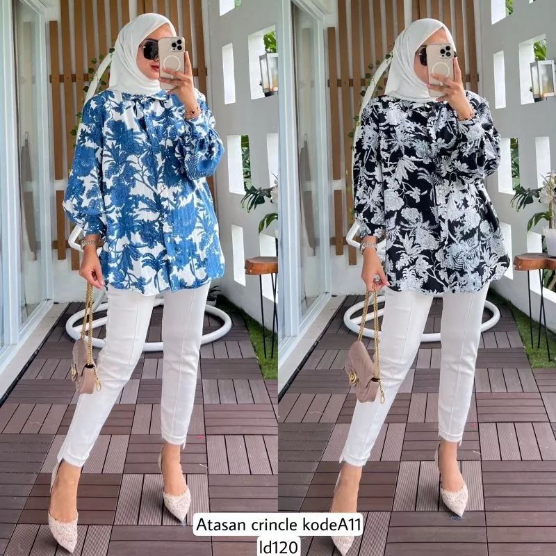 Atasan A2 Cringkle Terlaris / Atasan Motif A11 Terlaris / Atasan Jumbo / Atasan Busui / Kemeja Jumbo