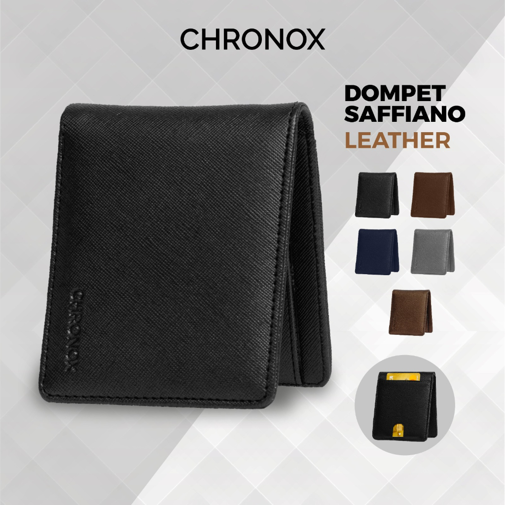 Dompet Kulit Lipat Pria Original Saffiano Leather Banyak Slot - Chronox