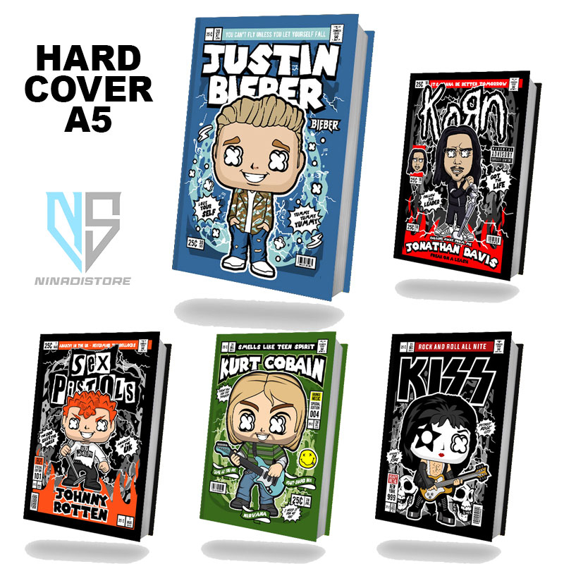 

Buku Ukuran a5 Pocket Book/Notebook Hardcover A5 isi polos dan garis Gambar cover BAND PART2