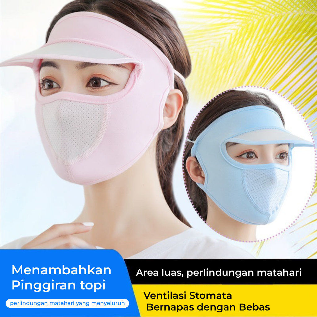 Topi Visor Masker Penutup Wajah Pelindung Matahari Anti UV Tidak Akan Sesak