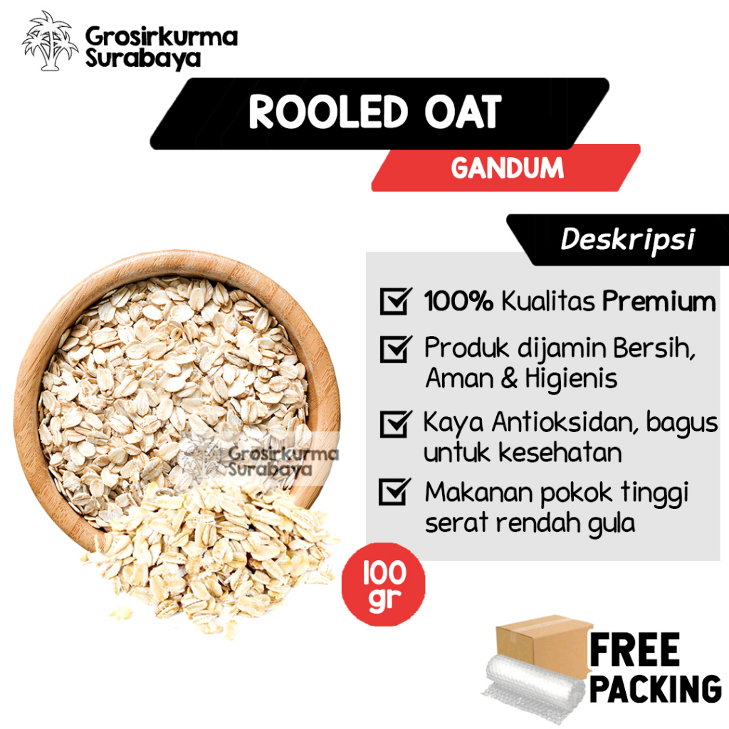 Oatmeal Oat Utuh 100gr Untuk Sarapan Sehat Kaya Antioksidan Pengganti Nasi Tinggi Serat Untuk Diet