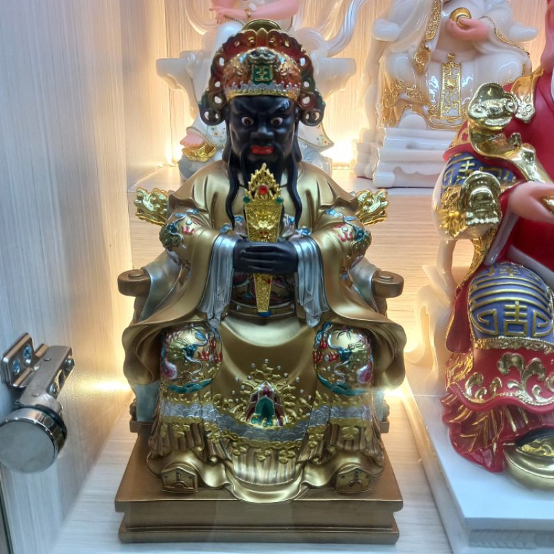 patung dewa raja neraka yamaraja Giam Lo Ong marmer padat uk 12 inch