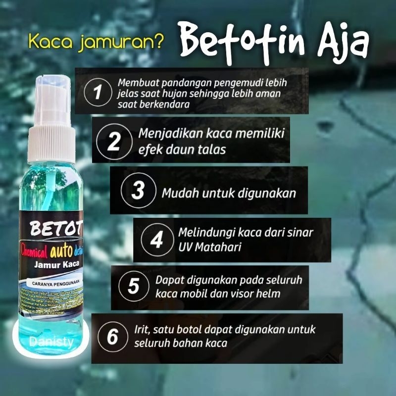 Betot obat jamur kaca mobil 100ml pencegah jamur kaca membuat efek daun talas