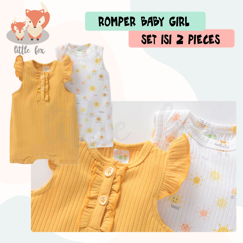 [ IMPORT ] Setelan 2 Piece Baju Ruffle Baby Girl / Jumper Bayi Perempuan Cewek / Jumpsuit Polos Katun