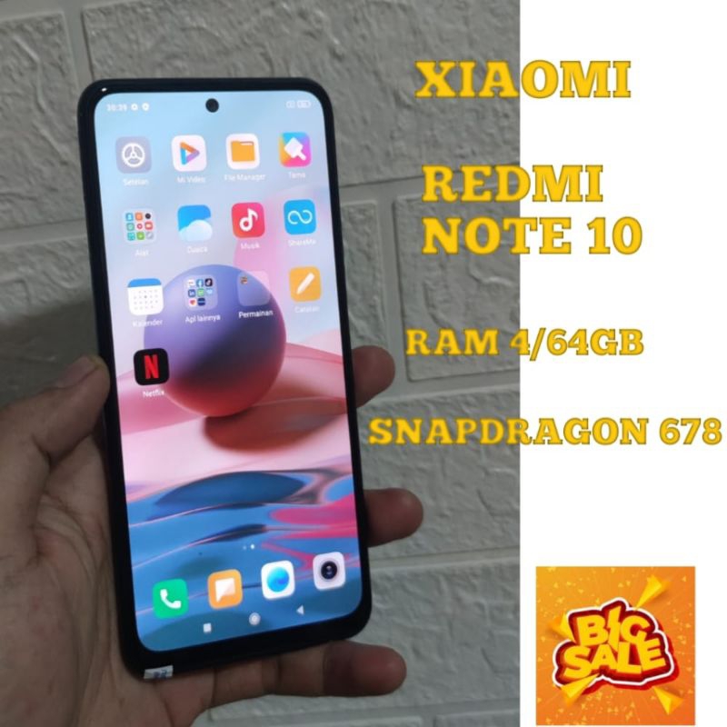 FLASH SALE XIAOMI REDMI NOTE 10 | RAM 4/64GB | SEKEN MULUS LIKE NEW