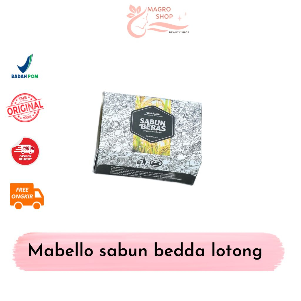 MABELLO Sabun Beras Hitam Original 100%/sabun bedda lotong/ Handmade soap