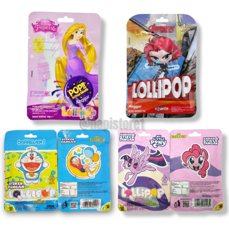 JLO Fizzlepop llollipop permen princes | Avengers | little pony | doraemon 15g