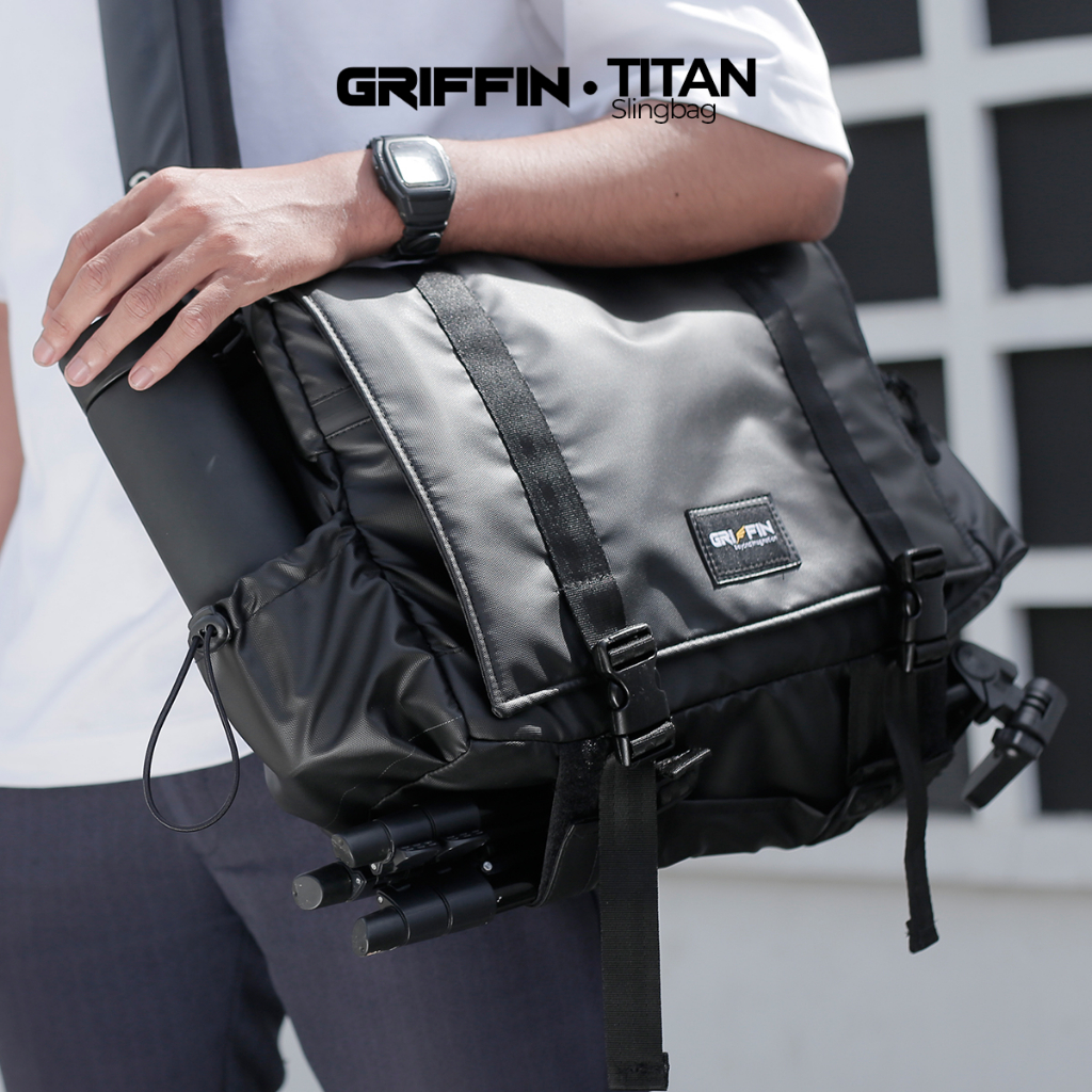 Tas Selempang Pria Kamera dan Laptop Waterproof Hitam Keren dan Elegan Titan by Griffin