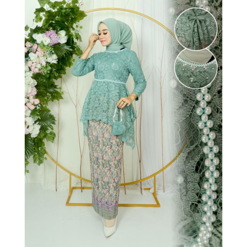 Setelan kebaya kirana/Baju dan Rok kebaya modern kekinian/Kebaya Brokat model terbaru/Baju kebaya wi