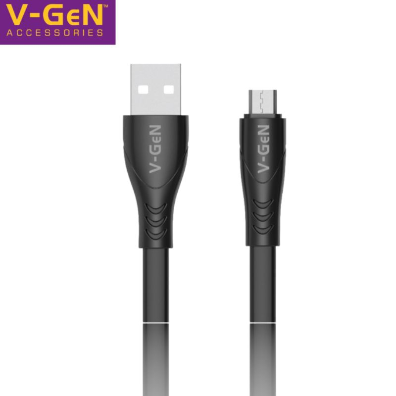 Kabel Data Micro Usb V-Gen VCB-22 3A Fast Charging Flat Kabel Data Original Vgen