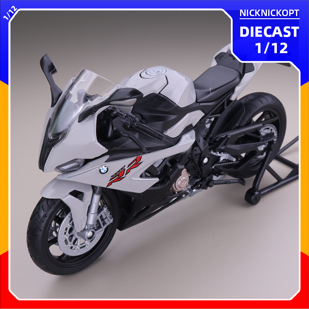 Miniatur Motor Welly 2021 BMW S1000RR Gray Diecast Skala 1:12 Mainan Koleksi