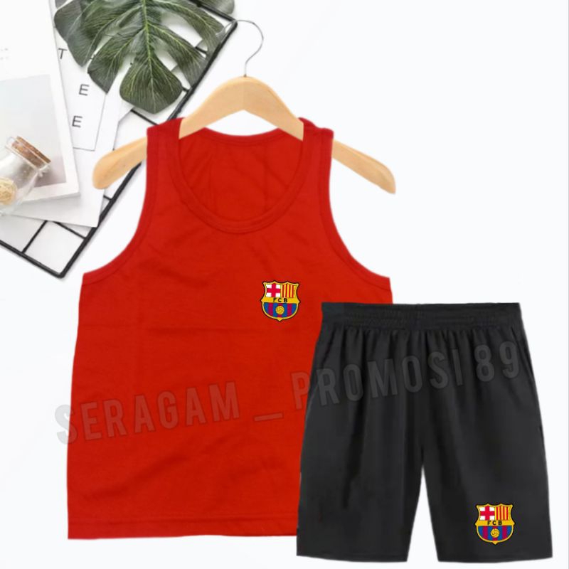 Baju Stelan Singlet Anak Laki-Laki / Setelan Santai Anak-Anak / Stelan Katun Anak Laki / Stelan Barca Anak-Anak