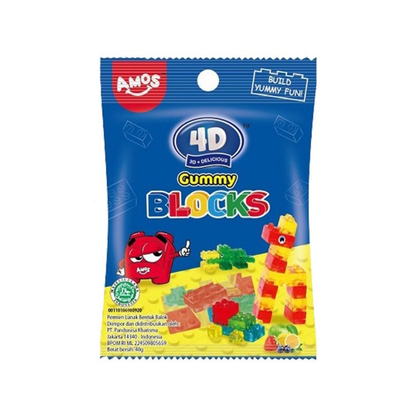 AMOS 4D Permen Gummy Blocks 72g