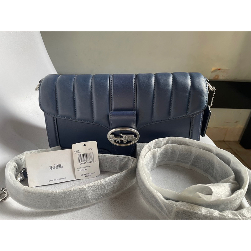 Coach Georgie Preloved  Quilted Cobalt Shoulder Bag