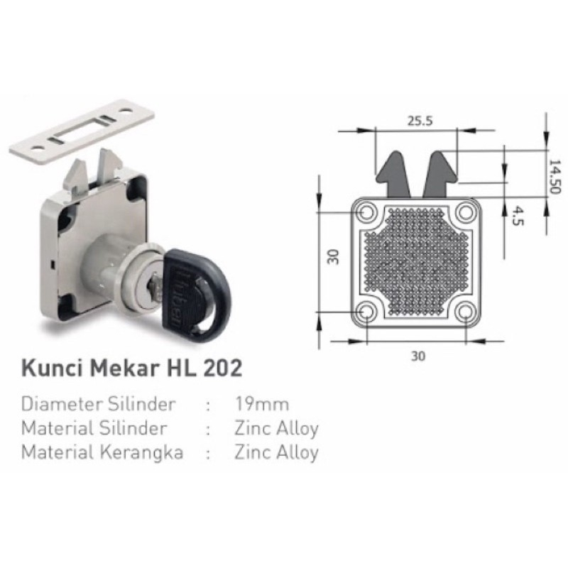 Descend Kunci Laci Sliding Huben Hl 202 Mekar 19 Mm / Kunci Lemari Geser