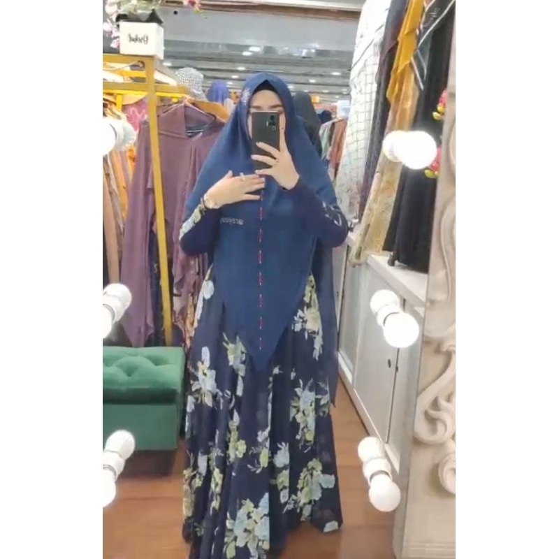 BISA COD || ALISHA MUSLIM FASHION KHADIJAH SYAR'I BY ARSYAKAYLA GAMIS CERUTY SET KHIMAR