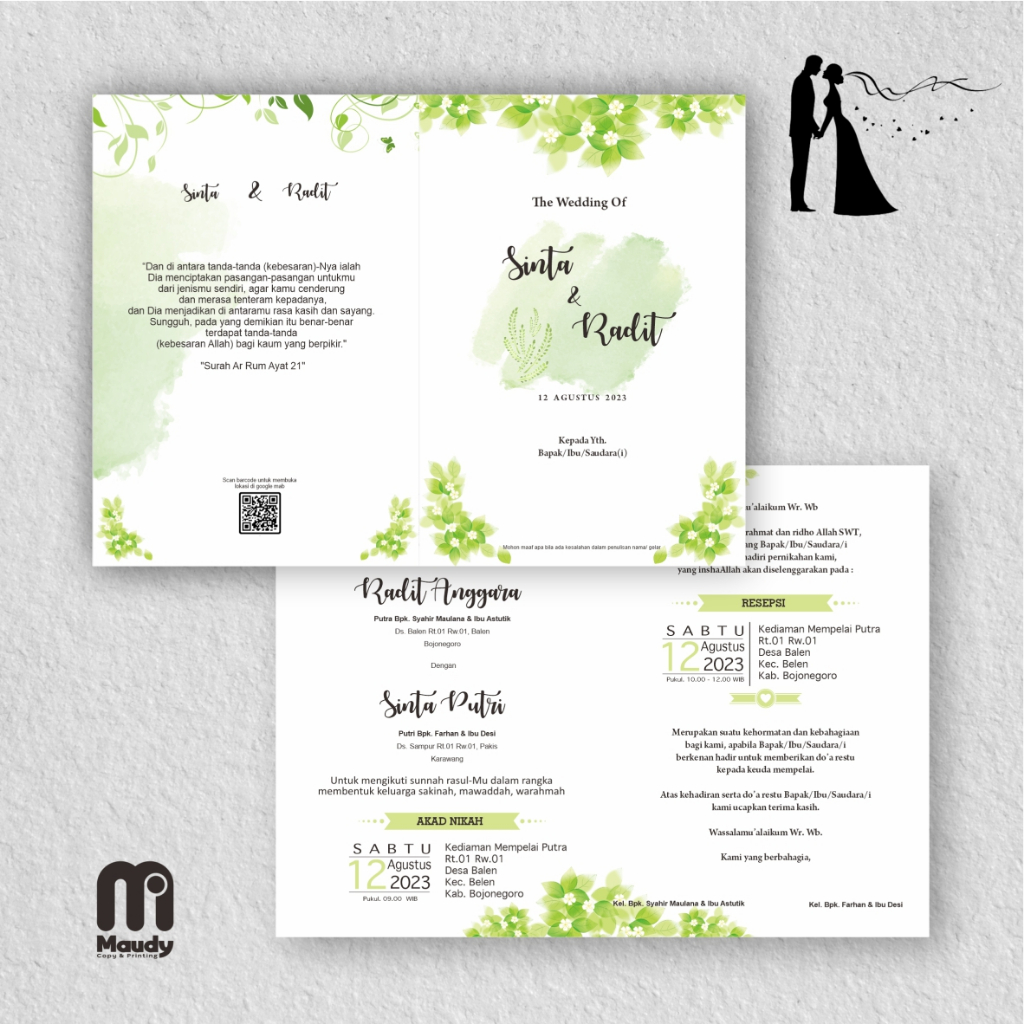 Undangan pernikahan / undangan floral / Undangan unik / undangan kekinian / terbaru / undangan custo