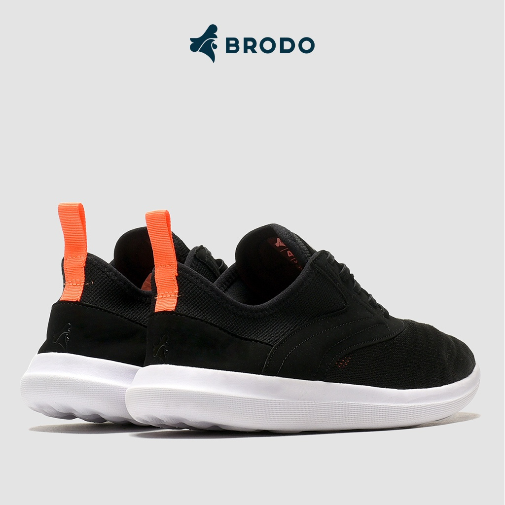BRODO Active Kaze Racer Black White Original Sepatu Sneakers Sport Running Hitam Putih