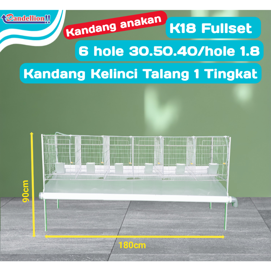 Kandang Kelinci Galvanis K18 1 tingkat 6 pintu komplit