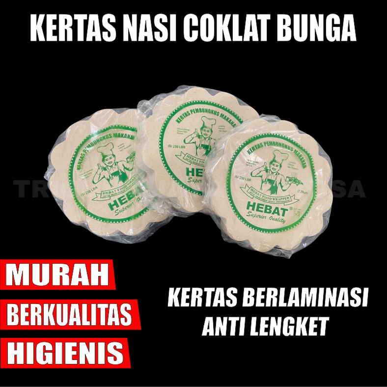Kertas Nasi Coklat Bunga Bulat Kembang Bungkus Per Pack Alas Piring