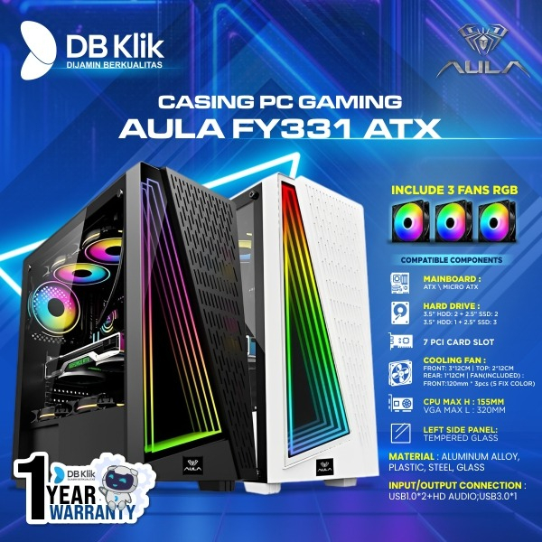 Casing PC Gaming Aula FY331 ATX include 3 fans - FY331W / FY331B