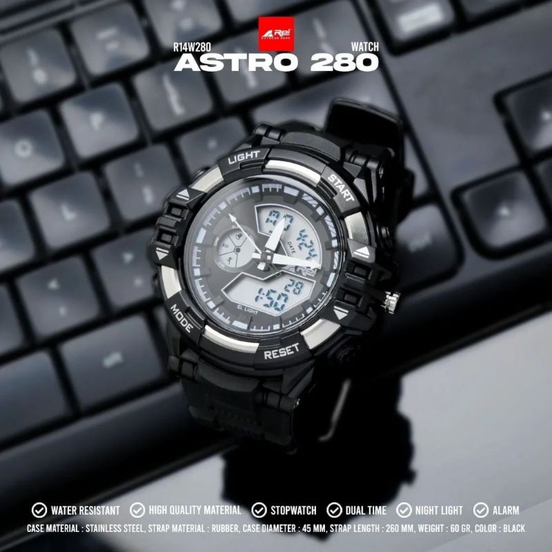 Jam Tangan Digital dan Analog Pria ASTRO BLK AREI OUTDOORGEAR - Jam Tangan Digital Pria WATER RESIST