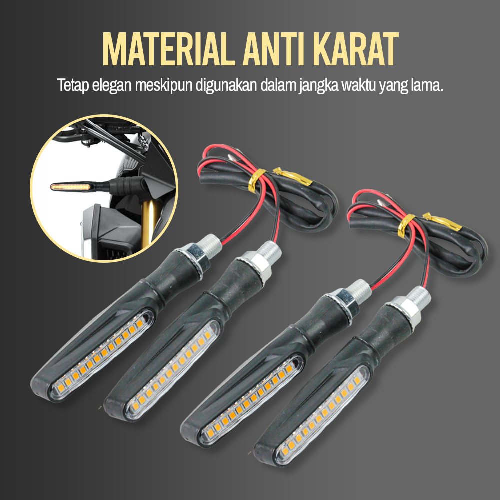 Lampu Sein LED Motor Streamlight Waterproof Yellow 4 PCS - S4 - Black