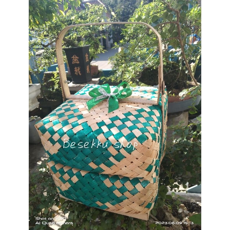 rantang besek bambu warna free pita