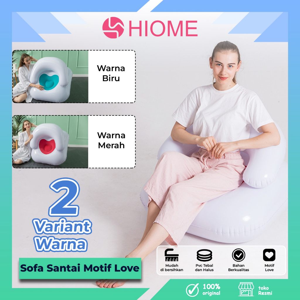 Hiome Sofa Santai Angin Motif Love Ramah Lingkungan / Kursi Santai Angin Sofa Empuk Serbaguna