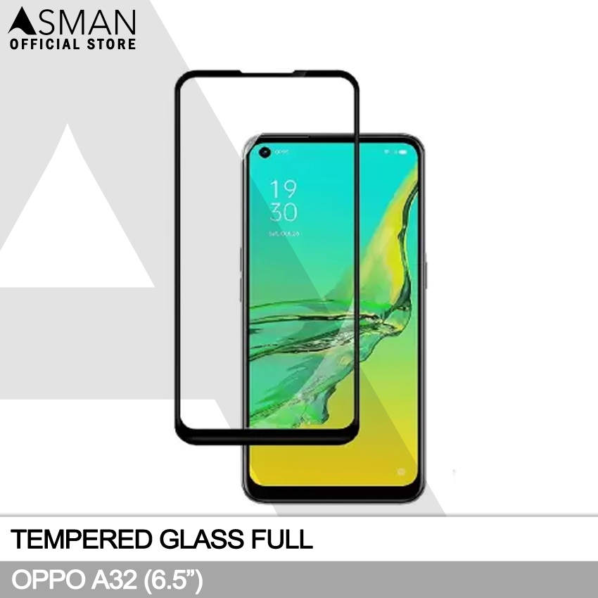 Tempered Glass Full Oppo A32 (6.5&quot;) | Anti Gores Kaca - Hitam