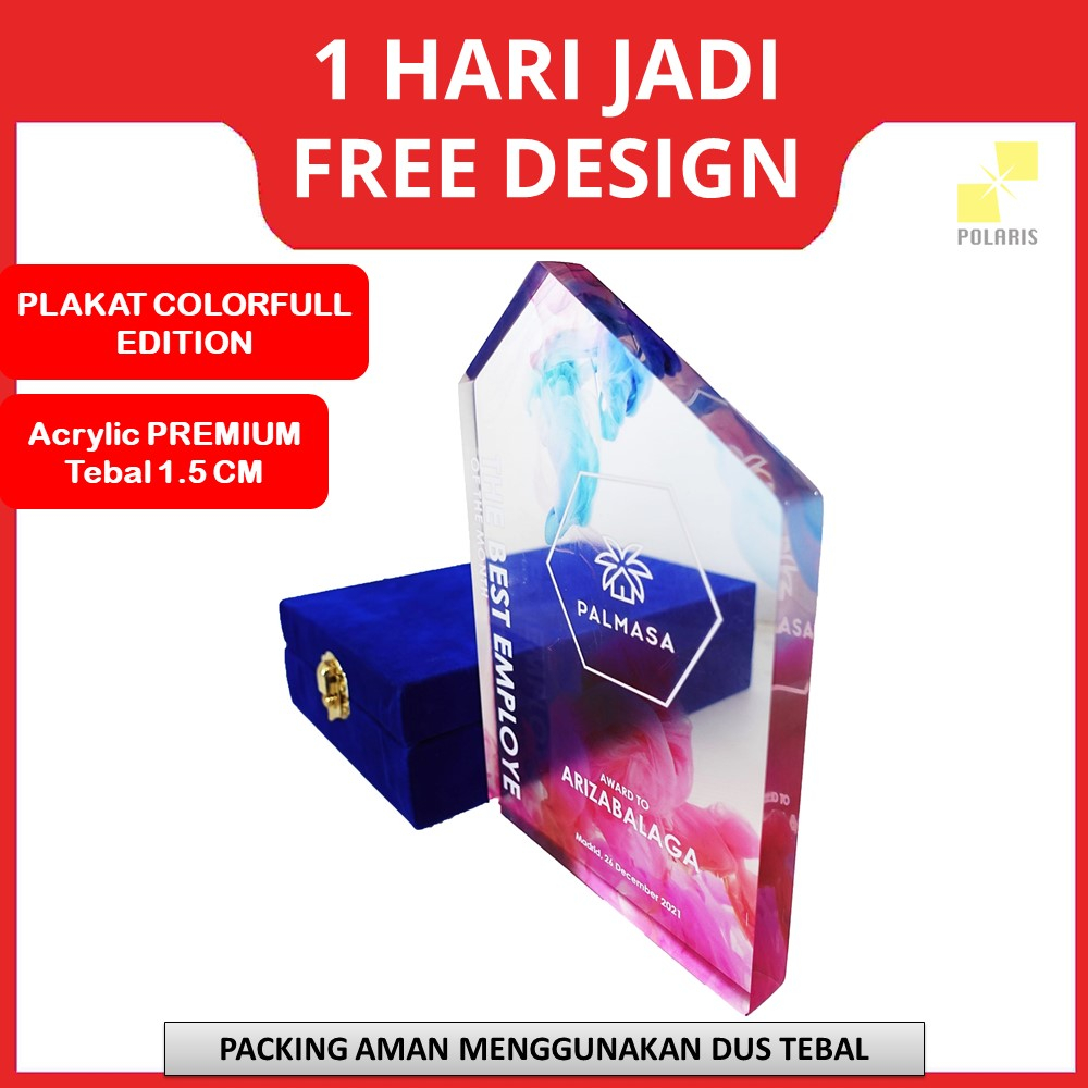 PLAKAT AKRILIK COLORFULL MEWAH ELEGAN + BOX CUSTOM - PLAKAT PENGHARGAAN/KENANG -KENANGAN KADO WISUDA/ULTAH/WEDDING - PIALA LOMBA THROPHY ACRYLIC