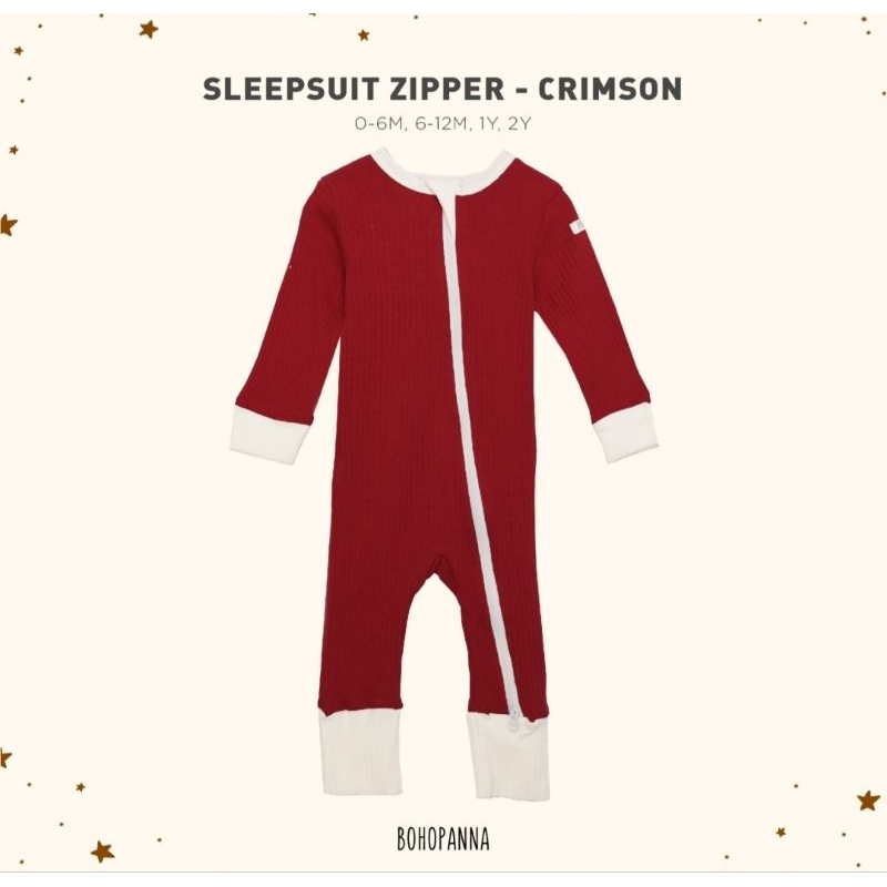 Sleepsuit zipper Bohopanna B49 / Sleepsuit Bayi Unisex / Sleepsuit Bayi Polos Bohopanna / Baju Tidur Unisex / Baju Tidur Bayi Unisex Polos Katun