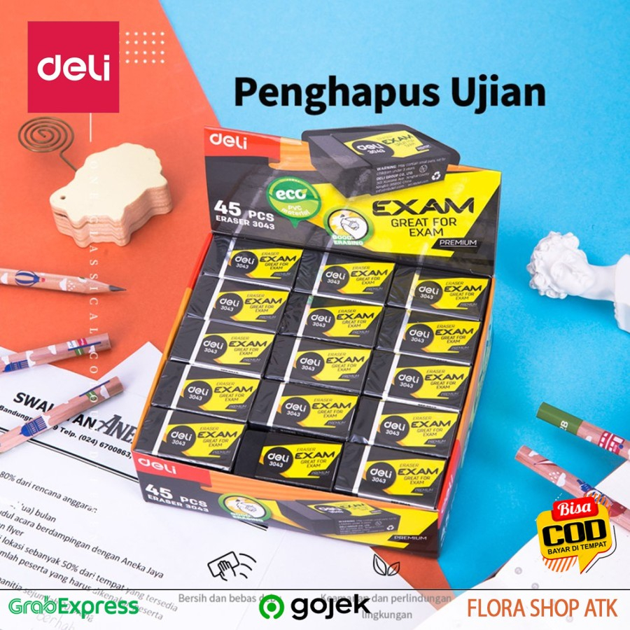 

Penghapus Ujian Deli E3043 Exam Eraser Hapusan Hitam Penghapus Pensil