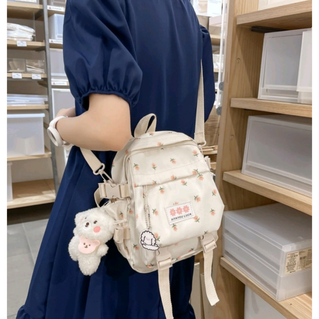 TAS RANSEL MIMI TAS RANSEL SEKOLAH EDISI TERBARU ALA KOREA TAS BUNGA TULIP UNTK ANAK FAUD TK DAN ABG BONUS BONEKA