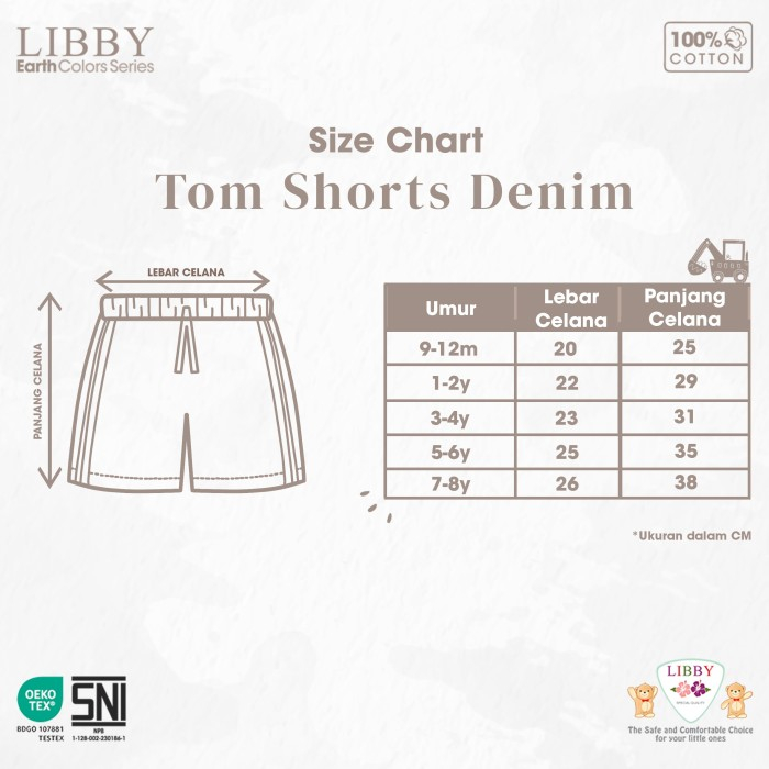 LIBBY EARTH COLOUR CELANA TOM SHORT DENIM