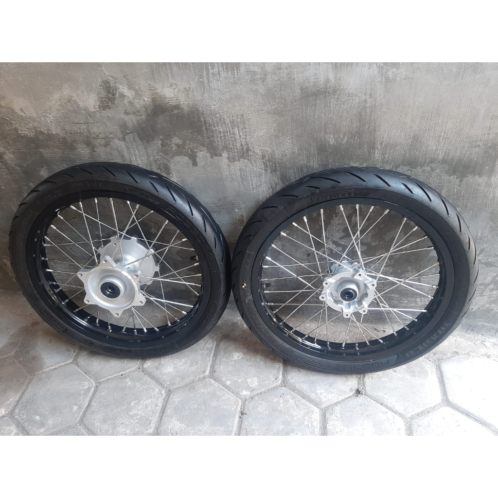 WHEELSET SEMI CACING HONDA CRF 150 L RODA SEMI CACING CRF BAN SUPERMOTO HEREX CRF150L