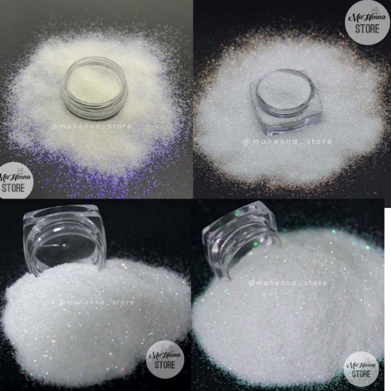 Glitter putih finishing white henna glitter nail art