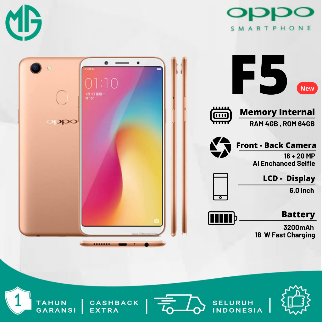 Oppo F5 Ram 4GB Internal 64GB Garansi 1 Year