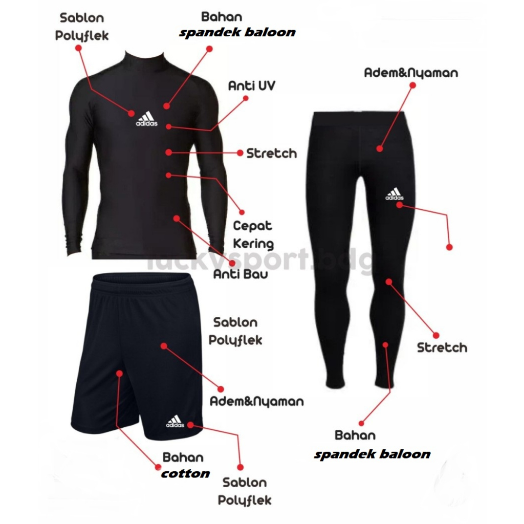 PROMO TERBARU 3 in 1 paket baselayer baju manset + celana bola + lagging baselayer panjang size M,
