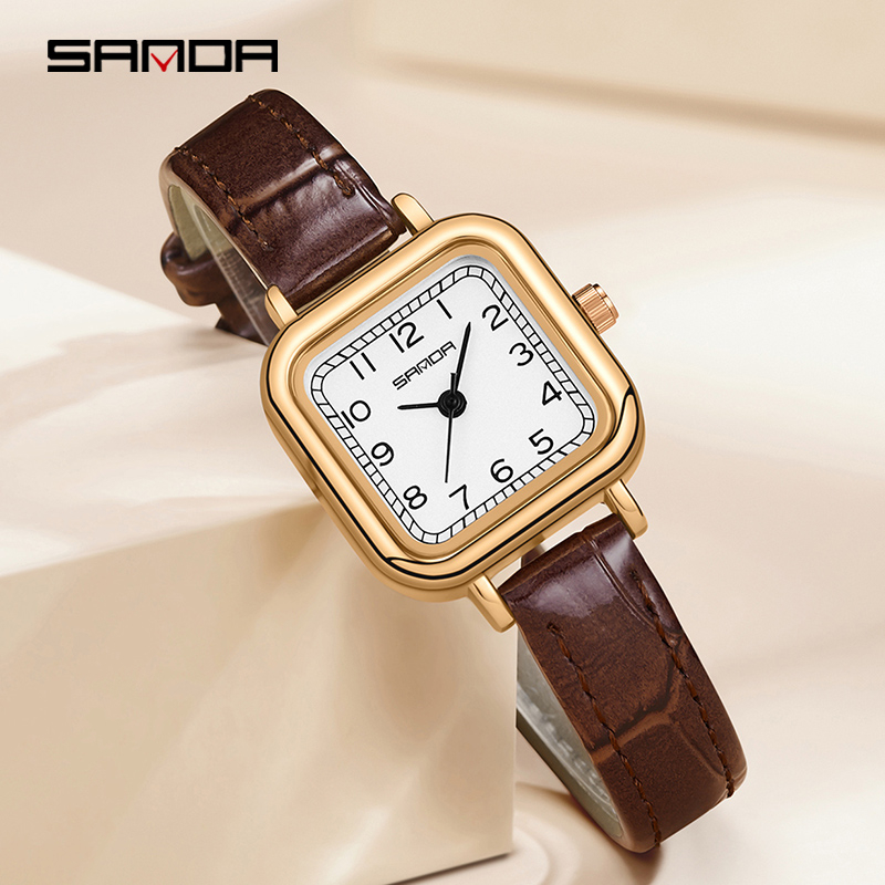 SANDA 1120 Jam Tangan Wanita Analog Retro Style Tali Kulit Quartz WATCHKITE WKOS