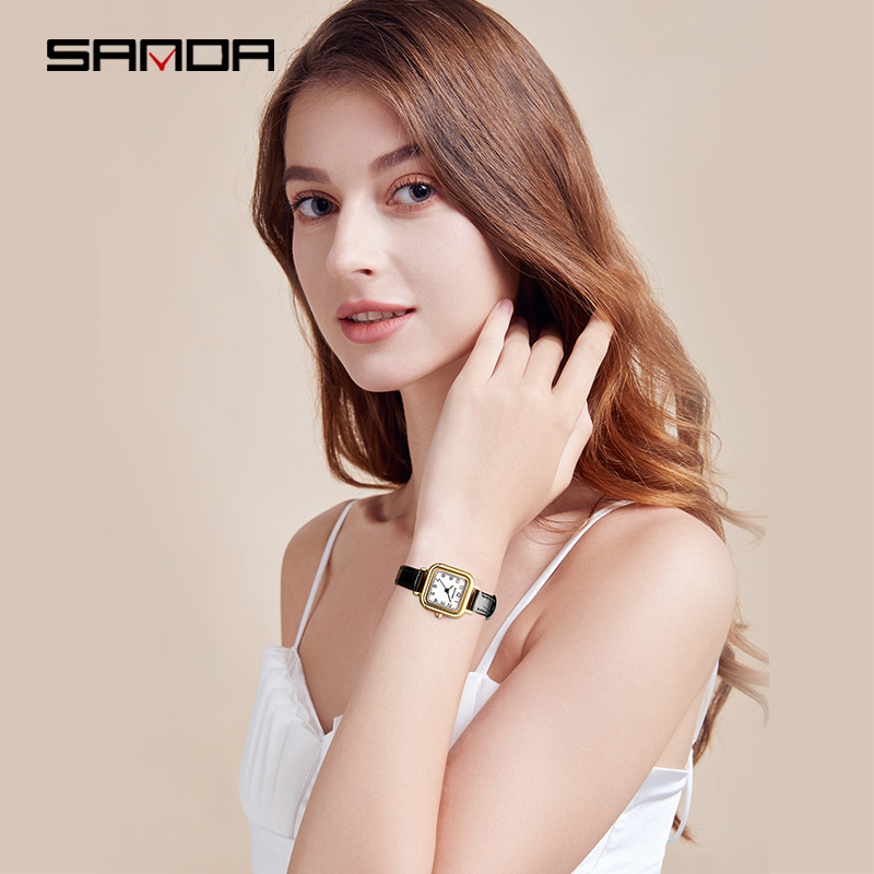 SANDA 1120 Jam Tangan Wanita Analog Retro Style Tali Kulit Quartz WATCHKITE WKOS