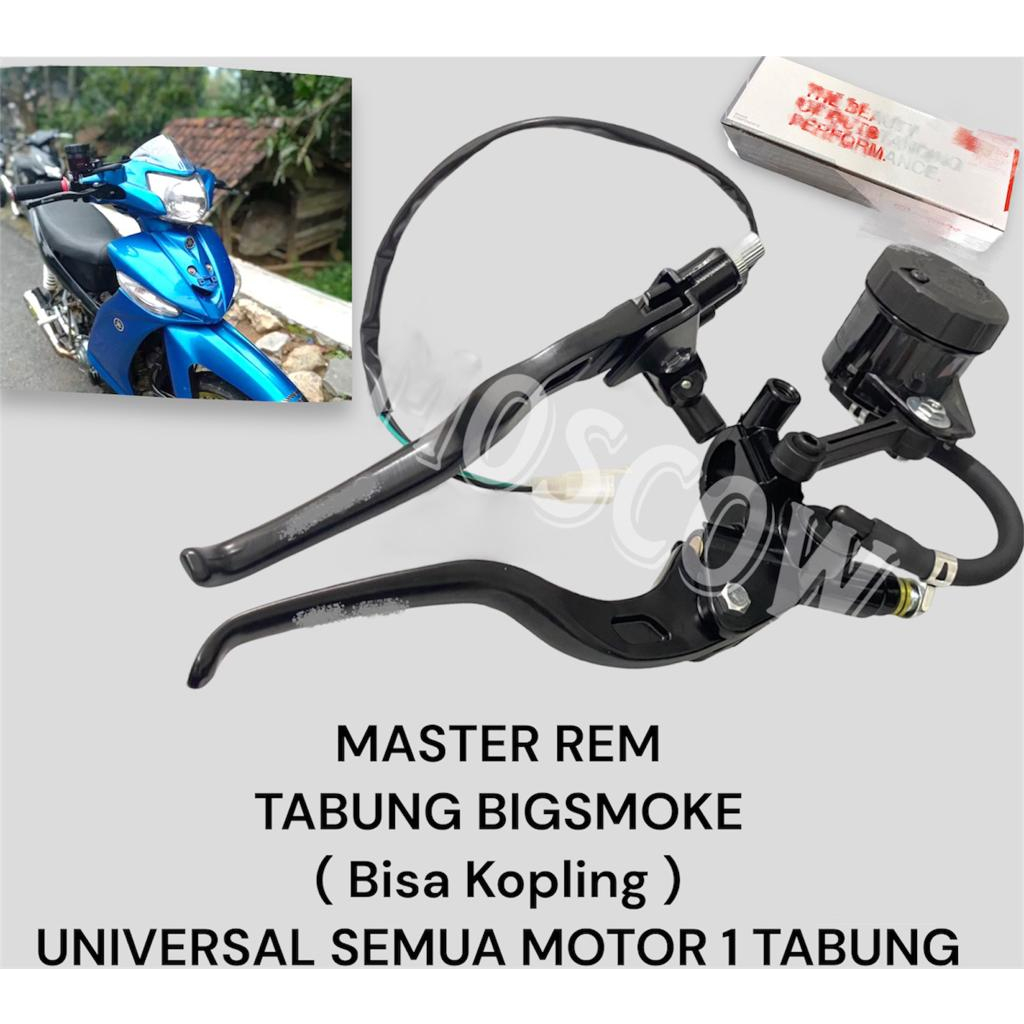 FULL PAKET MASTER REM + TABUNG BIG SMOKE BREKET SELANG BAUT + SWITCH REM KOPLING Beat Vario Scoopy Revo Supra Sonic Mio Xeon Jupiter Maxi Lexi Aerox Xride R25 Freego V3 YZF KLX Crf Trail Cros Vixion Byson Scorpio CBR Megapro VEGA FIZR FU TIGER GTR