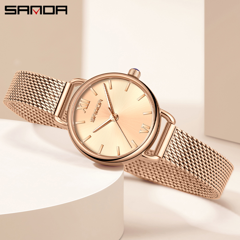 SANDA 1118 Jam Tangan Wanita Analog Retro Style Tali Stainless Quartz WATCHKITE WKOS