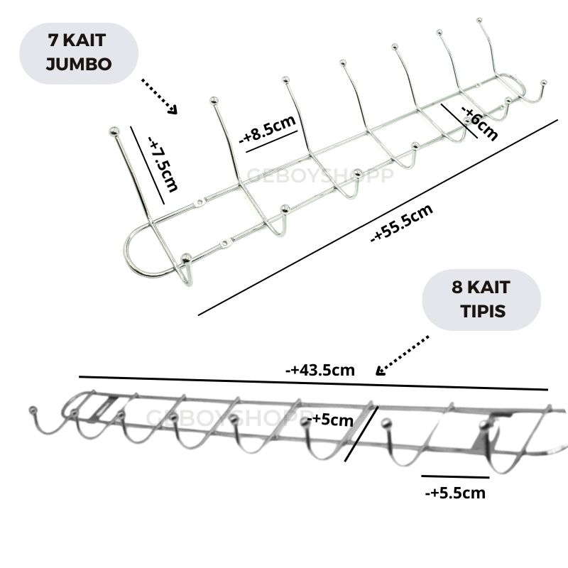 Kapstock Tebal / Hook / Kapstok / Gantungan Stainless Steel Anti Hitam Anti Karat Kuat dan Kokoh Tahan Lama